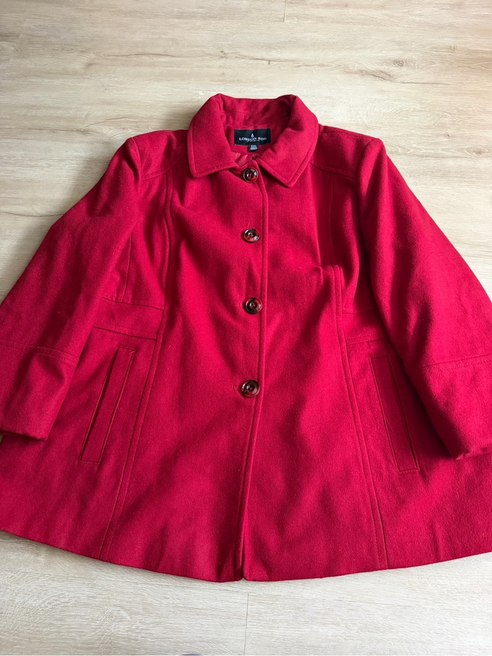 London Fog Red Peacoat XXL Wool Blend Button Front Lined Old Money Classic Coat